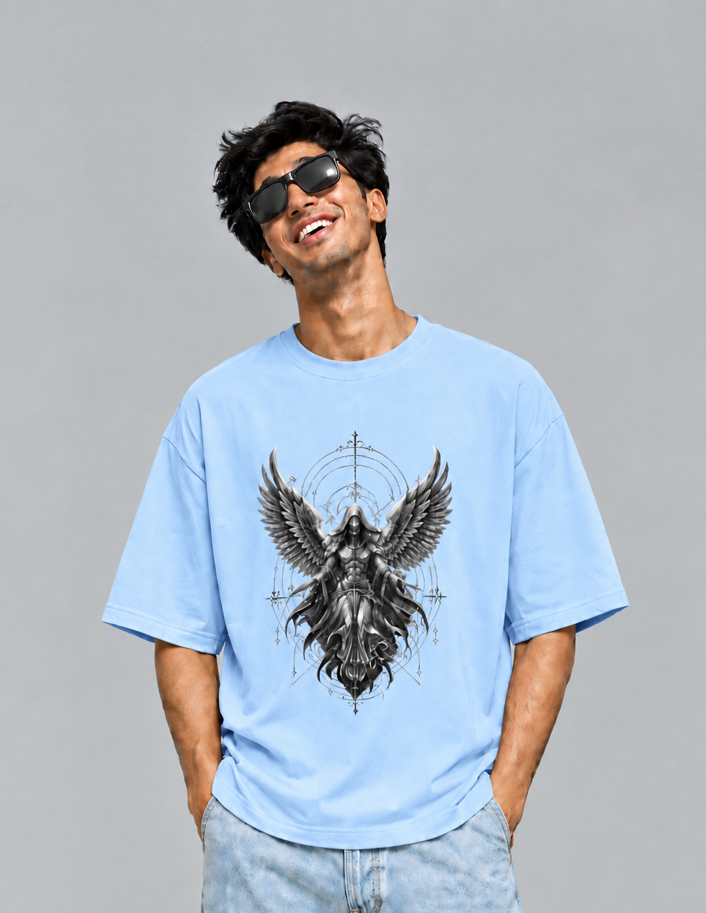 Fallen Angel T-Shirt | Dark Angel Gothic Graphic Tee | Winged Warrior Dark Academia Shirt |Unisex Oversized Classic T-Shirt
