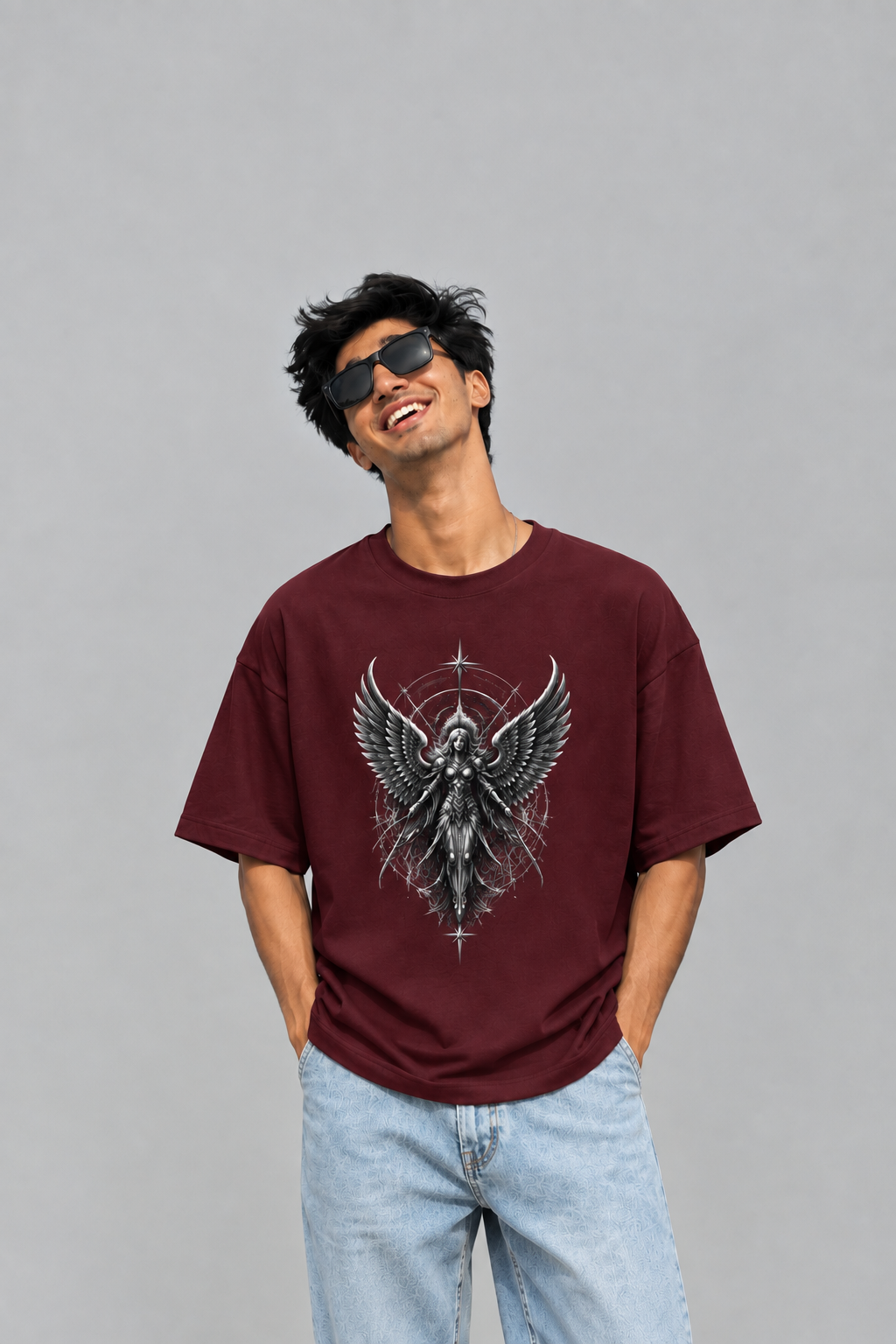 Fallen Angel T-Shirt | Dark Angel Gothic Graphic Tee | Winged Warrior Dark Academia Shirt |Unisex Oversized Classic T-Shirt