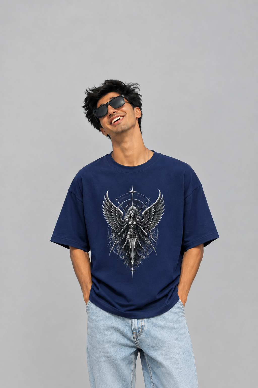 Fallen Angel T-Shirt | Dark Angel Gothic Graphic Tee | Winged Warrior Dark Academia Shirt |Unisex Oversized Classic T-Shirt