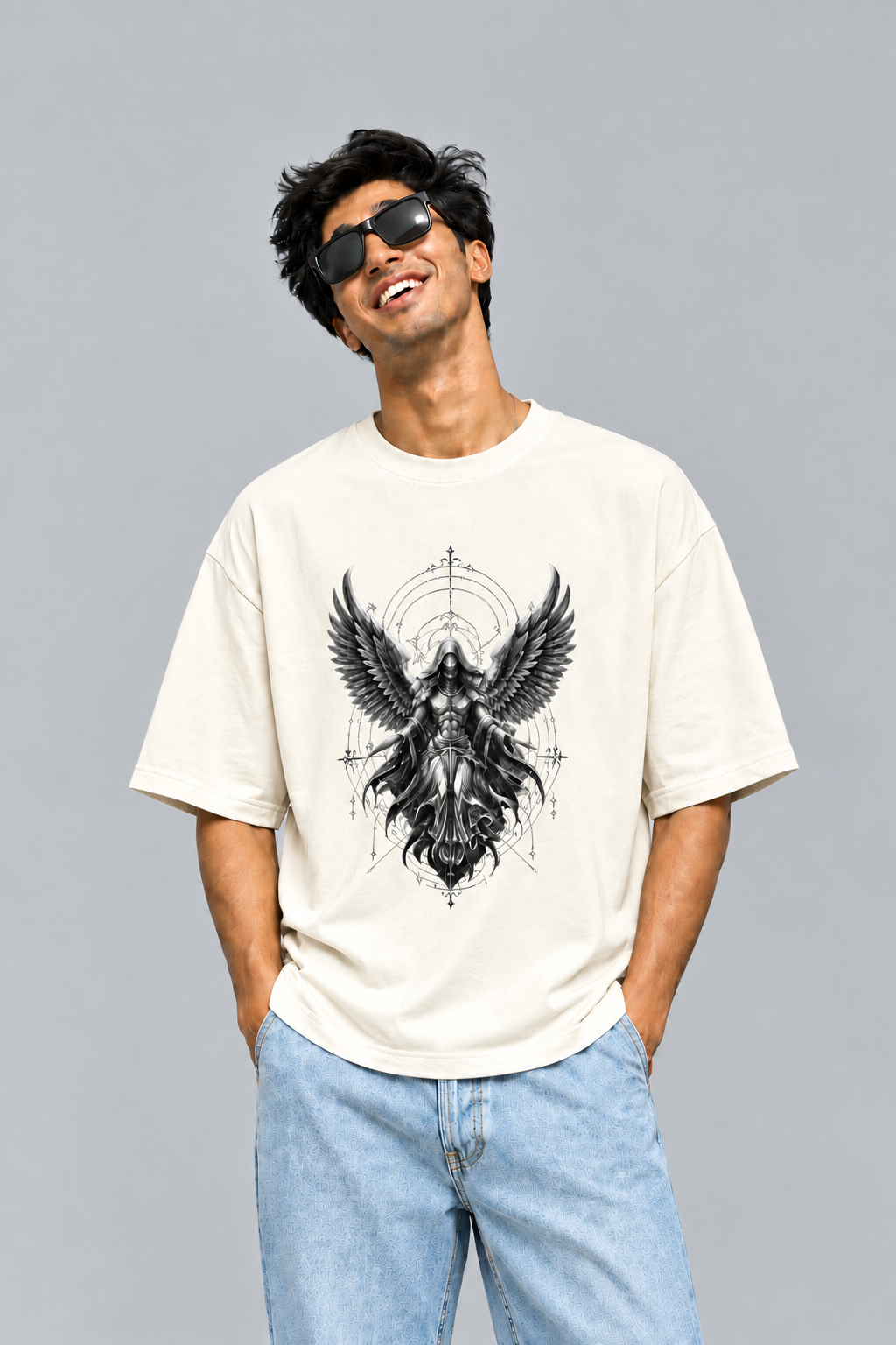 Fallen Angel T-Shirt | Dark Angel Gothic Graphic Tee | Winged Warrior Dark Academia Shirt |Unisex Oversized Classic T-Shirt